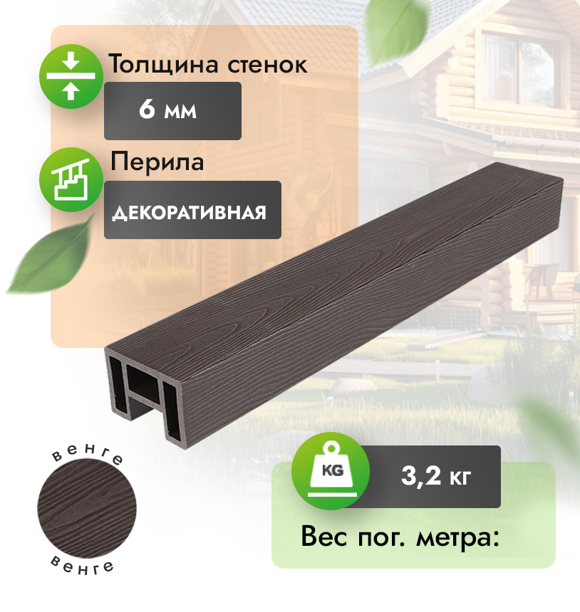 Перила 80х55 мм с тиснением - Антрацит